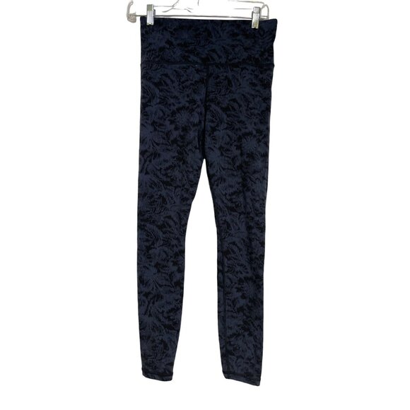 Athleta Elation Textured Tight Womens Leggings M Nylon/Spandex Blue & Black - Picture 1 of 5